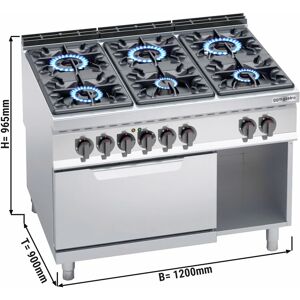 GGM GASTRO - Cuisinière à gaz - 53,5 kW - 6 brûleurs - Four électrique statique inclus - 7,5 kW