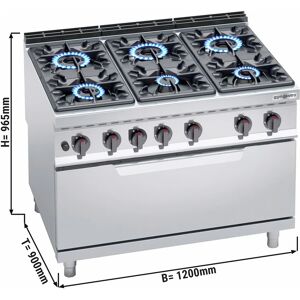 GGM GASTRO - Cuisinière à gaz - 53,5 kW - 6 brûleurs - Four à gaz inclus - 12 kW