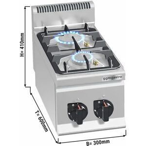 GGM GASTRO - Cuisinière à gaz - 9,5 kW - 2 Brûleurs