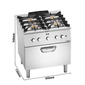 GGM GASTRO - Cuisinière à gaz - 24 kW - 4 brûleurs - four électrique inclus - 4,7 kW