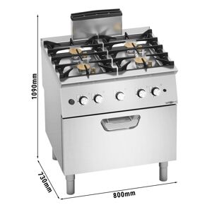 GGM GASTRO - Cuisinière à gaz - 24 kW - 4 brûleurs - four à gaz inclus - 7,8 kW