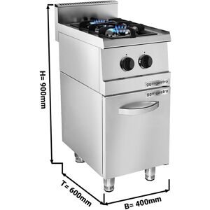 GGM GASTRO - Cuisinière à gaz - 6 kW - 2 brûleurs - meuble bas inclus