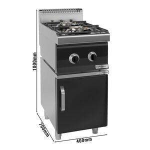 GGM GASTRO - Cuisinière à gaz - 10 kW - 2 brûleurs - incl. soubassement avec 1 porte