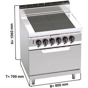 GGM Gastro - Cuisiniere electrique - 12 kW - Plaques de cuisson abaissees - Four electrique inclus - 7,5 kW & Fonction Salmander Argent