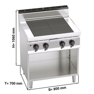 GGM Gastro - Cuisiniere electrique - 12 kW - avec plaques de cuisson abaissees Argent