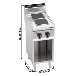 GGM Gastro - Cuisiniere electrique - 5,2 kW - 2 plaques carrees Argent