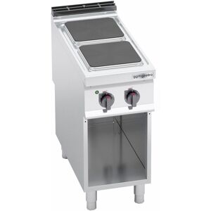 GGM Gastro - Cuisiniere electrique - 7 kW - 2 plaques carrees Argent