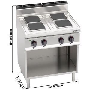 GGM Gastro - Cuisiniere electrique - 10,4 kW - 4 plaques carrees Argent