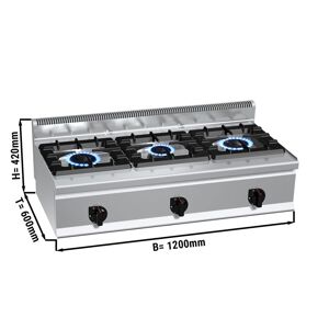 GGM Gastro - Cuisiniere a gaz - 31 kW - 3 bruleurs Argent