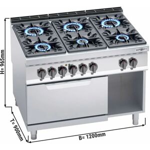 GGM Gastro - Cuisiniere a gaz - 53,5 kW - 6 bruleurs - Four electrique statique inclus - 7,5 kW Argent