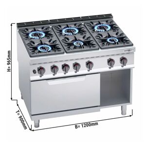 GGM Gastro - Cuisiniere a gaz - 53,5 kW - 6 bruleurs - Four a gaz inclus - 7,8 kW Argent