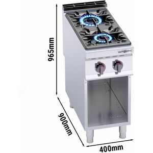 GGM Gastro - Cuisiniere a gaz - 19 kW - 2 Bruleurs Argent