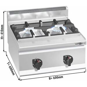 GGM Gastro - Cuisiniere a gaz - 10,5 kW - 2 Bruleurs Argent