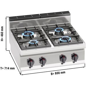 GGM Gastro - Cuisiniere a gaz - 28 kW - 4 bruleurs Argent