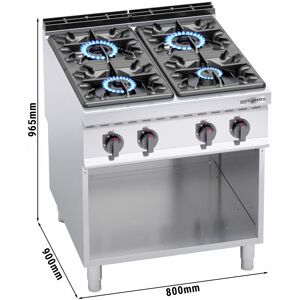 GGM Gastro - Cuisiniere a gaz - 34,5 kW - 4 bruleurs Argent