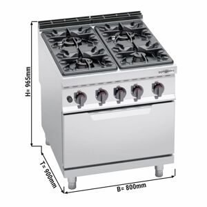 GGM Gastro - Cuisiniere a gaz - 34,5 kW - 4 bruleurs - four a gaz inclus - 7,8 kW Argent