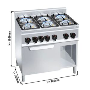 GGM Gastro - Cuisiniere a gaz - 28,5 kW - 6 bruleurs - Four a gaz - 3,5 kW Argent