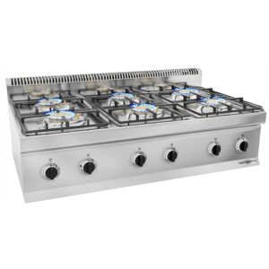 GGM Gastro - Cuisiniere a gaz - 36 kW - 6 bruleurs Argent