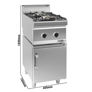 GGM Gastro - Cuisiniere a gaz - 10 kW - 2 bruleurs - incl. soubassement avec 1 porte Argent