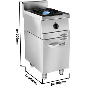 GGM Gastro - Cuisiniere a gaz - 6,5 kW - 1 bruleur - incl. meuble bas Argent