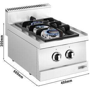 GGM Gastro - Cuisiniere a gaz - 6 kW - 2 bruleurs Argent