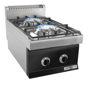 GGM Gastro - Cuisiniere a gaz - 10 kW - 2 bruleurs Argent / Noir