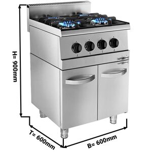 GGM Gastro - Cuisiniere a gaz - 12 kW - 4 bruleurs - meuble bas inclus Argent