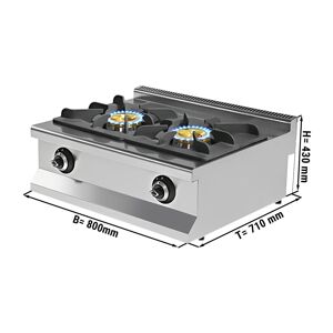 GGM Gastro - Cuisiniere a gaz - 17,3 kW - 2 bruleurs Argent