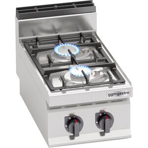 GGM Gastro - Cuisiniere a gaz - 9,5 kW - 2 bruleurs Argent