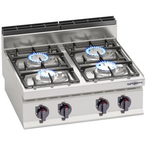 GGM Gastro - Cuisiniere a gaz - 21,5 kW - 4 bruleurs Argent