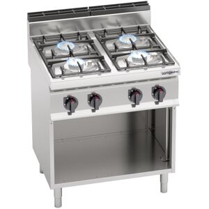 GGM Gastro - Cuisiniere a gaz - 21,5 kW - 4 bruleurs Argent