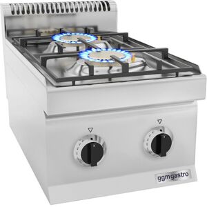 GGM Gastro - Cuisiniere a gaz - 10 kW - 2 bruleurs Argent