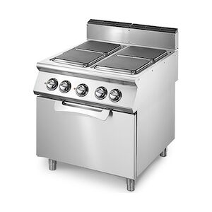 Virtus group Cuisinière électrique sur four électrique statique GN 2/1, 4 plaques carrées en fonte Virtus VS7080CFEQ