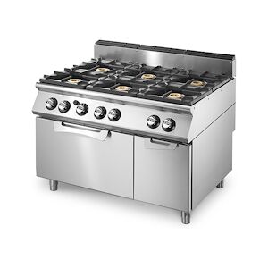 Virtus group Cuisinière gaz sur four gaz statique GN 2/1 et armoire fermée, 6 brûleurs Virtus VS90120CFG