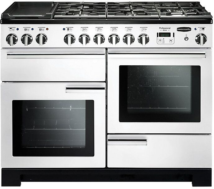 Rangemaster PDL110DFFWH/C Professional Deluxe Dual Fuel 110 Range Cooker White Chrome