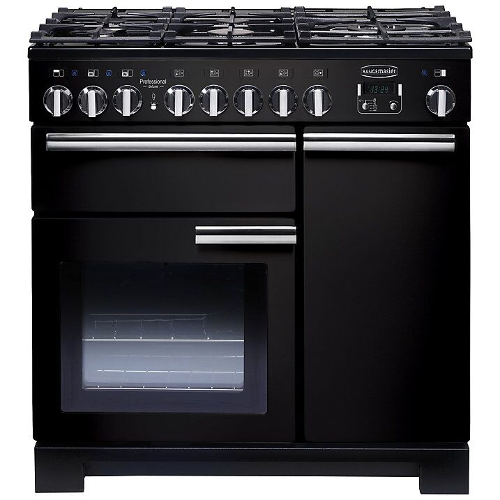 Rangemaster PDL90DFFGB/C Professional Deluxe 90 Dual Fuel Range Cooker, Gloss Black