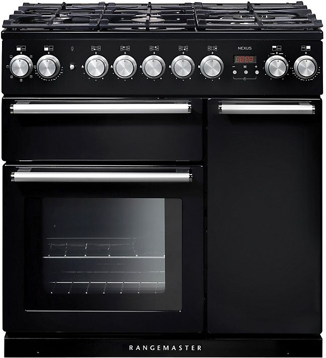 Rangemaster NEX90DFFBL/C Nexus 90 Dual Fuel Range Cooker, Black