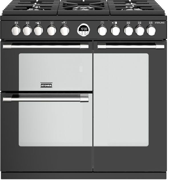 Stoves Sterling STRS900DFBK 90cm Dual Fuel Range Cooker Black