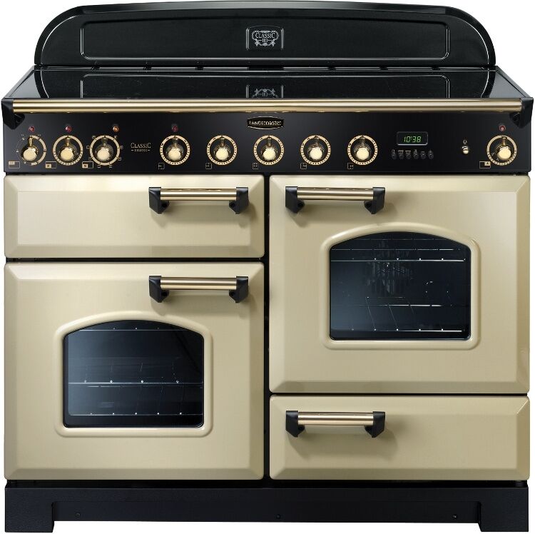 Rangemaster CDL110EICR/B Classic Deluxe Electric Induction 110cm Range Cooker Cream Brass