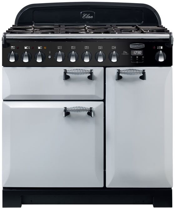 Rangemaster ELA90DFFRP ELAN Deluxe 90cm Dual Fuel Range Cooker Royal Pearl