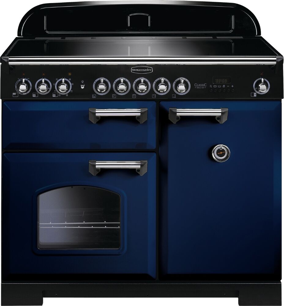 Rangemaster CDL100EIRB/C 100cm Classic Deluxe Electric Induction Regal Blue/Chrome Range Cooker