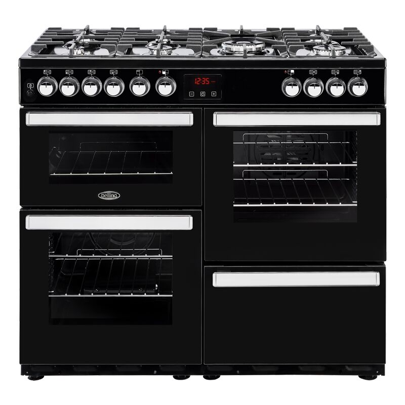 Belling Cookcentre 100DFTBLK 100cm Dual Fuel Range Cooker - Black