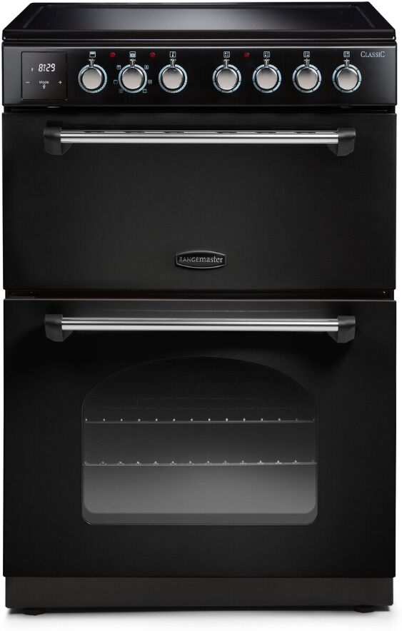 Rangemaster CLA60ECBL/C 128100 Classic 60cm Ceramic Cooker - BLACK/CHROME