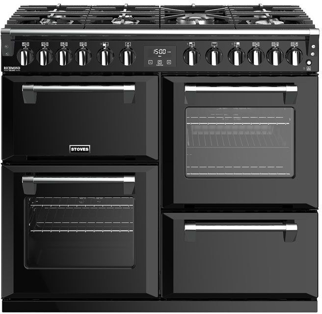 Stoves Richmond Deluxe RCHDXS1000DFBK 100cm Dual Fuel Range Cooker - Black