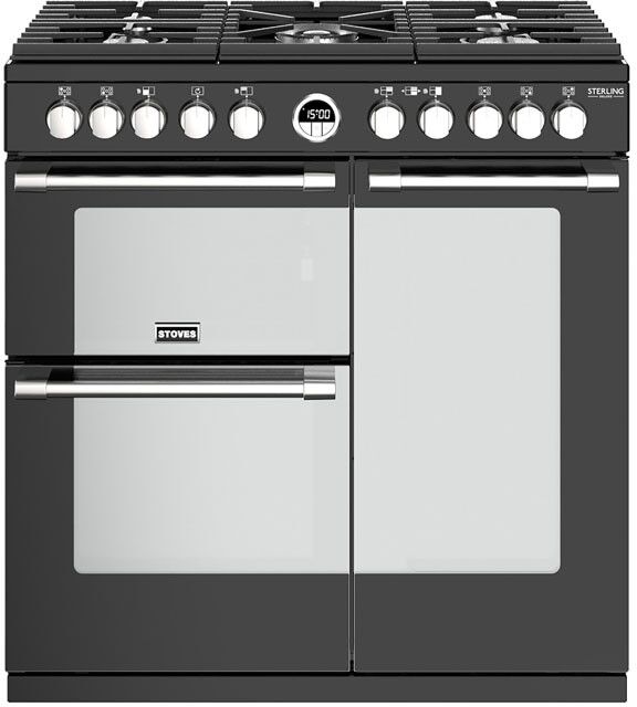 Stoves Sterling Deluxe STRDXS900DFBK 90cm Dual Fuel Range Cooker - Black