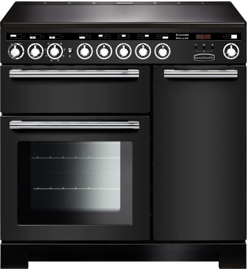 Rangemaster EDL90EICB/C Encore Deluxe 90cm Electric Induction Range Cooker Charcoal Black/Chrome