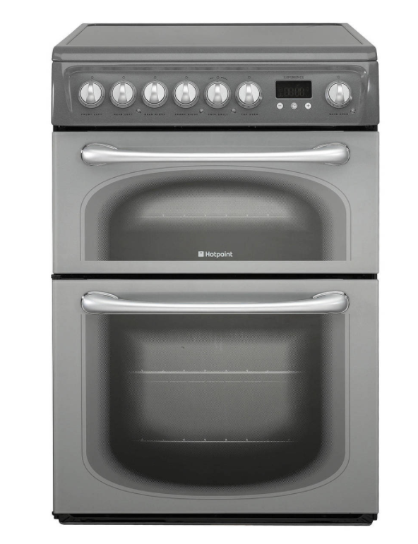 Hotpoint 60HEG 60cm Electric Double Oven Cooker with Ceramic Hob Graphite