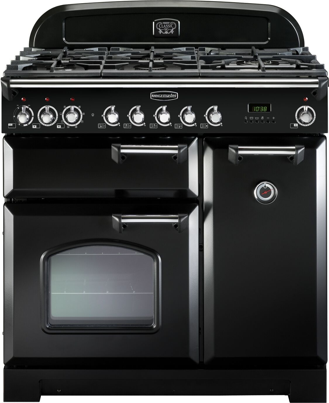 Rangemaster CDL90DFFBL/C Classic Deluxe 90 Dual Fuel Range Cooker Black & Chrome