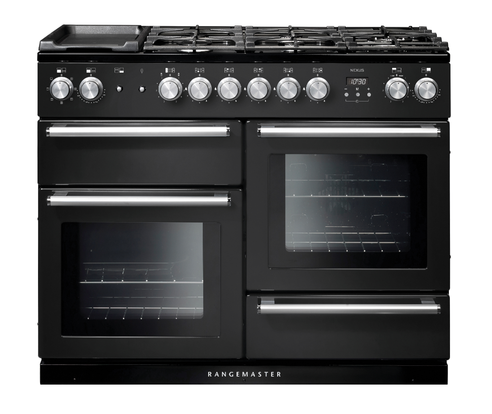 Rangemaster NEX110DFFCB/C Nexus 110cm Dual Fuel Range Cooker Charcoal Black/Chrome