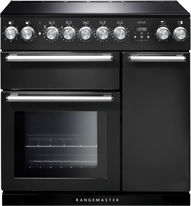 Rangemaster NEX90EICB/C Nexus 90cm Electric Induction Range Cooker Charcoal Black/Chrome